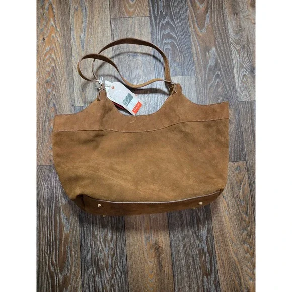 Divina Firenze Brown Suede Leather Tote Bag Made in Italy New with Tags - Picture 5 of 7